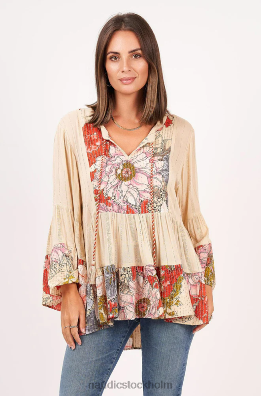 kvinnor Naudic belmont topp hibiscus schiffli kläder ZN2F6233