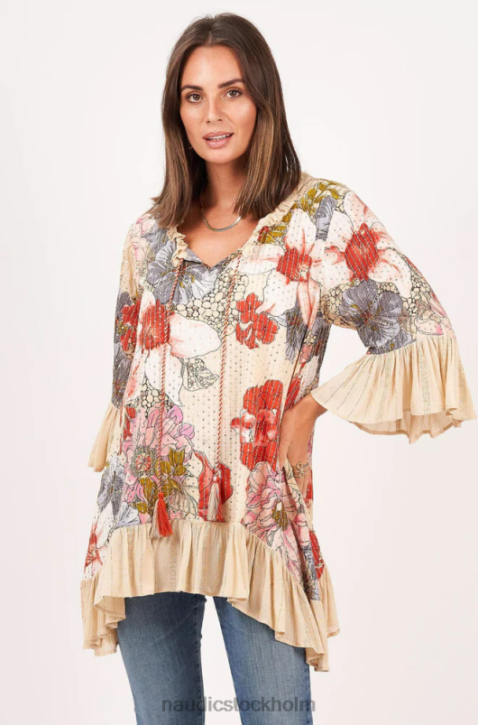 kvinnor Naudic hacienda tunika hibiscus schiffli kläder ZN2F6232