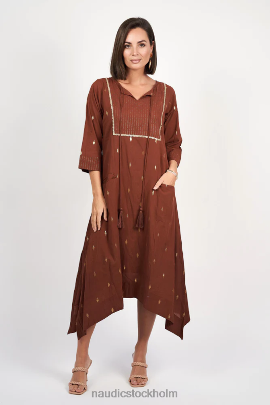 kvinnor Naudic lilja klänning lurex rost kläder ZN2F6391