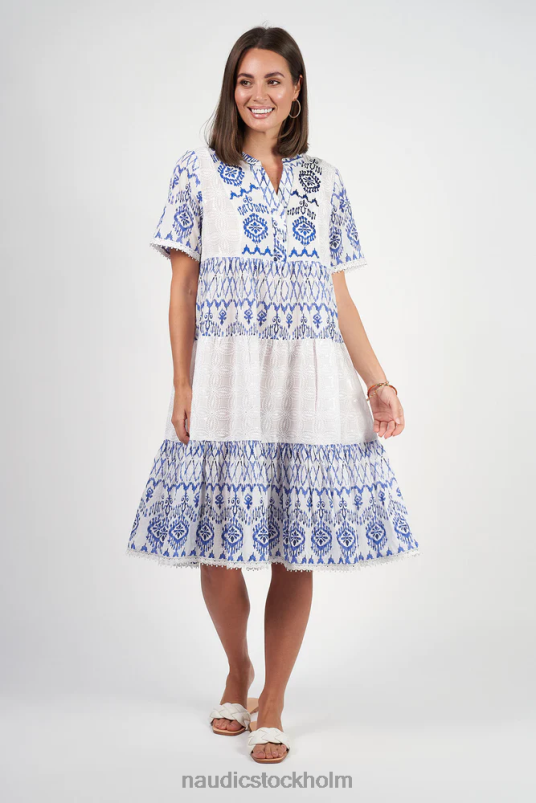 kvinnor Naudic ljung kortärmad klänning viva broderie kläder ZN2F612