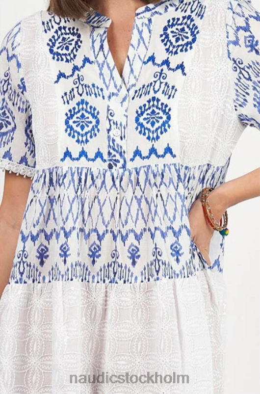 kvinnor Naudic ljung kortärmad klänning viva broderie kläder ZN2F612
