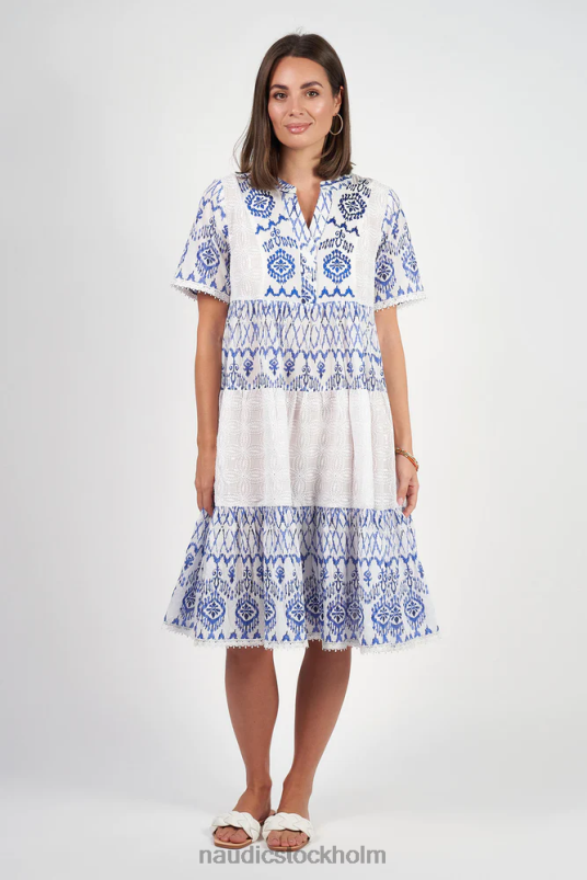 kvinnor Naudic ljung kortärmad klänning viva broderie kläder ZN2F612