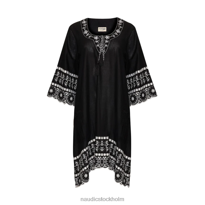 kvinnor Naudic sao paulo klänning daisy schiffli svart kläder ZN2F6387