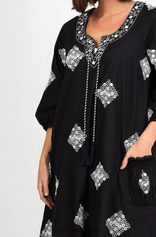 kvinnor Naudic sao paulo långärmad klänning diamant schiffli kläder ZN2F6241