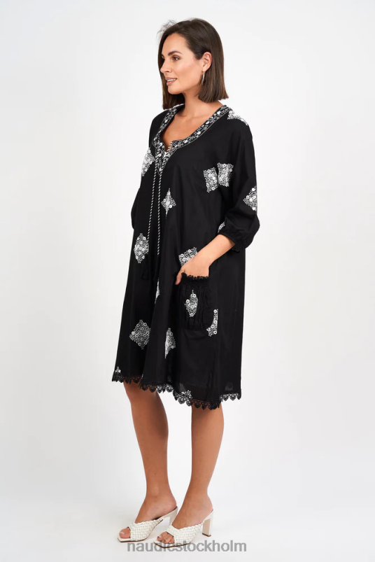 kvinnor Naudic sao paulo långärmad klänning diamant schiffli kläder ZN2F6241