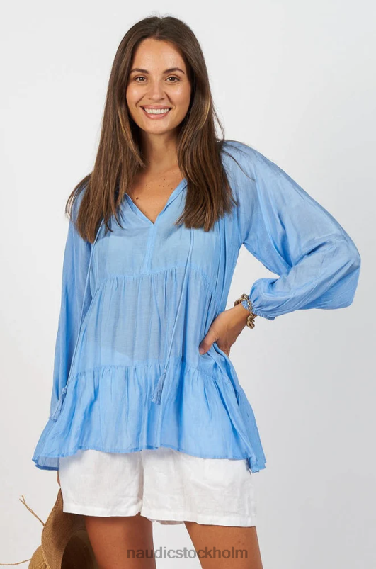 kvinnor Naudic matilda långärmad topp blåklint kläder ZN2F6177