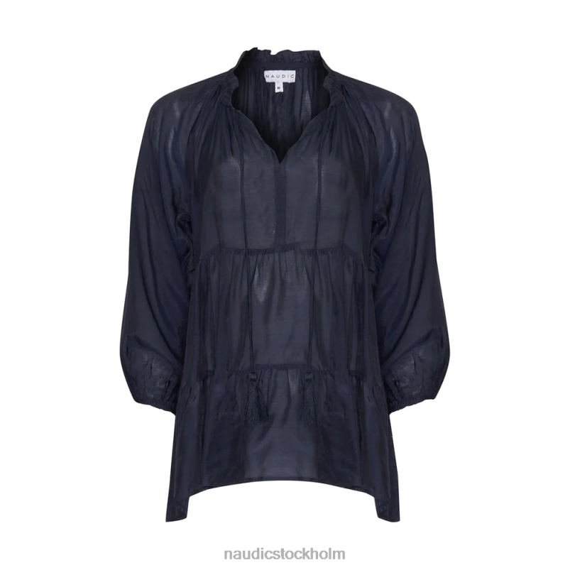 kvinnor Naudic matilda långärmad topp marinblå kläder ZN2F6181