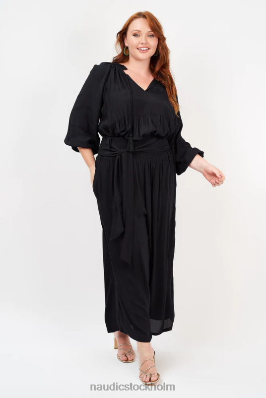 kvinnor Naudic matilda långärmad topp svart kläder ZN2F6183