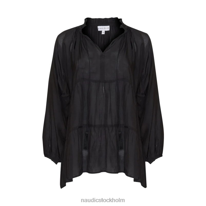 kvinnor Naudic matilda långärmad topp svart kläder ZN2F6183