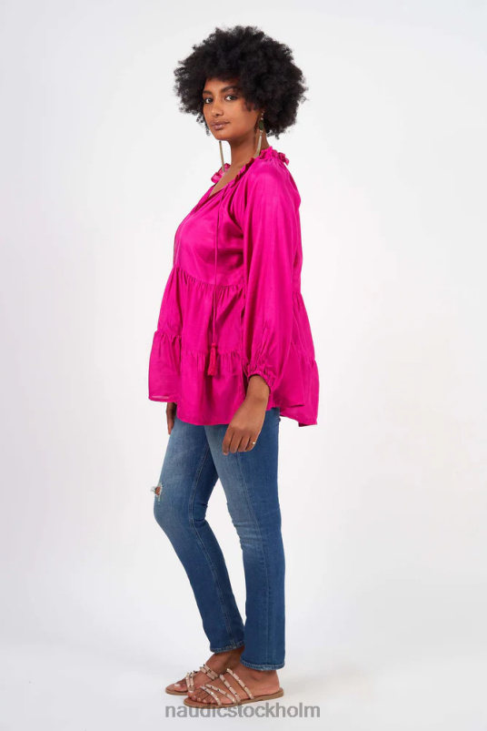 kvinnor Naudic matilda långärmad topp varm rosa kläder ZN2F6175