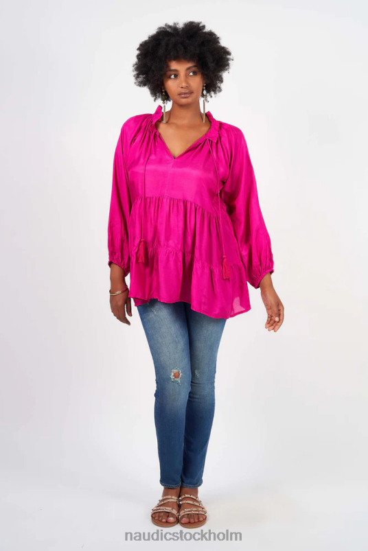 kvinnor Naudic matilda långärmad topp varm rosa kläder ZN2F6175