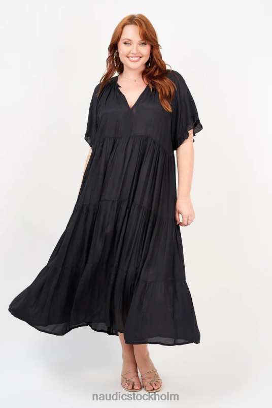 kvinnor Naudic amisha kortärmad maxi svart kläder ZN2F6114