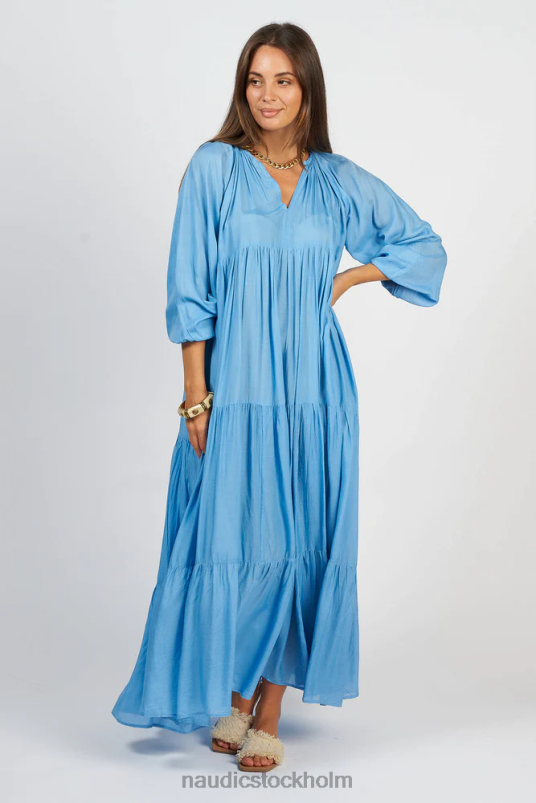 kvinnor Naudic amisha långärmad maxiklänning blåklint kläder ZN2F6118