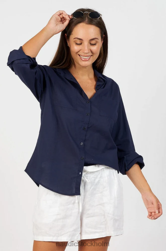 kvinnor Naudic marina skjorta marinblå kläder ZN2F6170